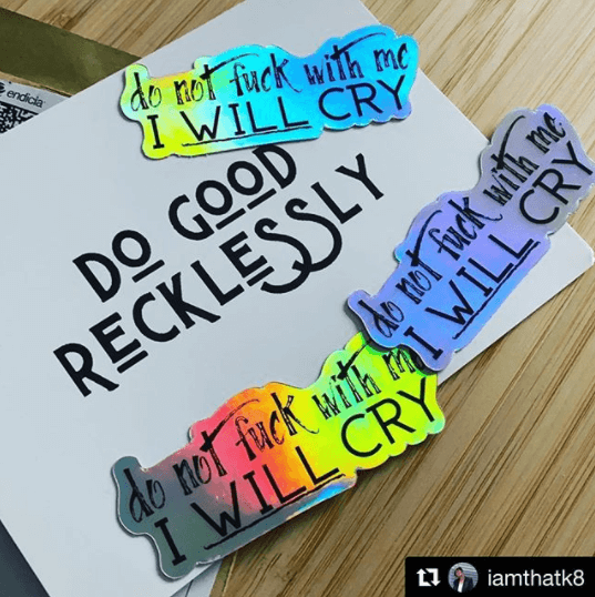 Holographic I will cry sticker (pack of 3)