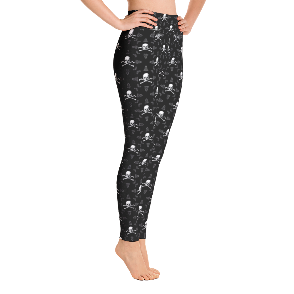 Side view of skull and crossbones leggings right