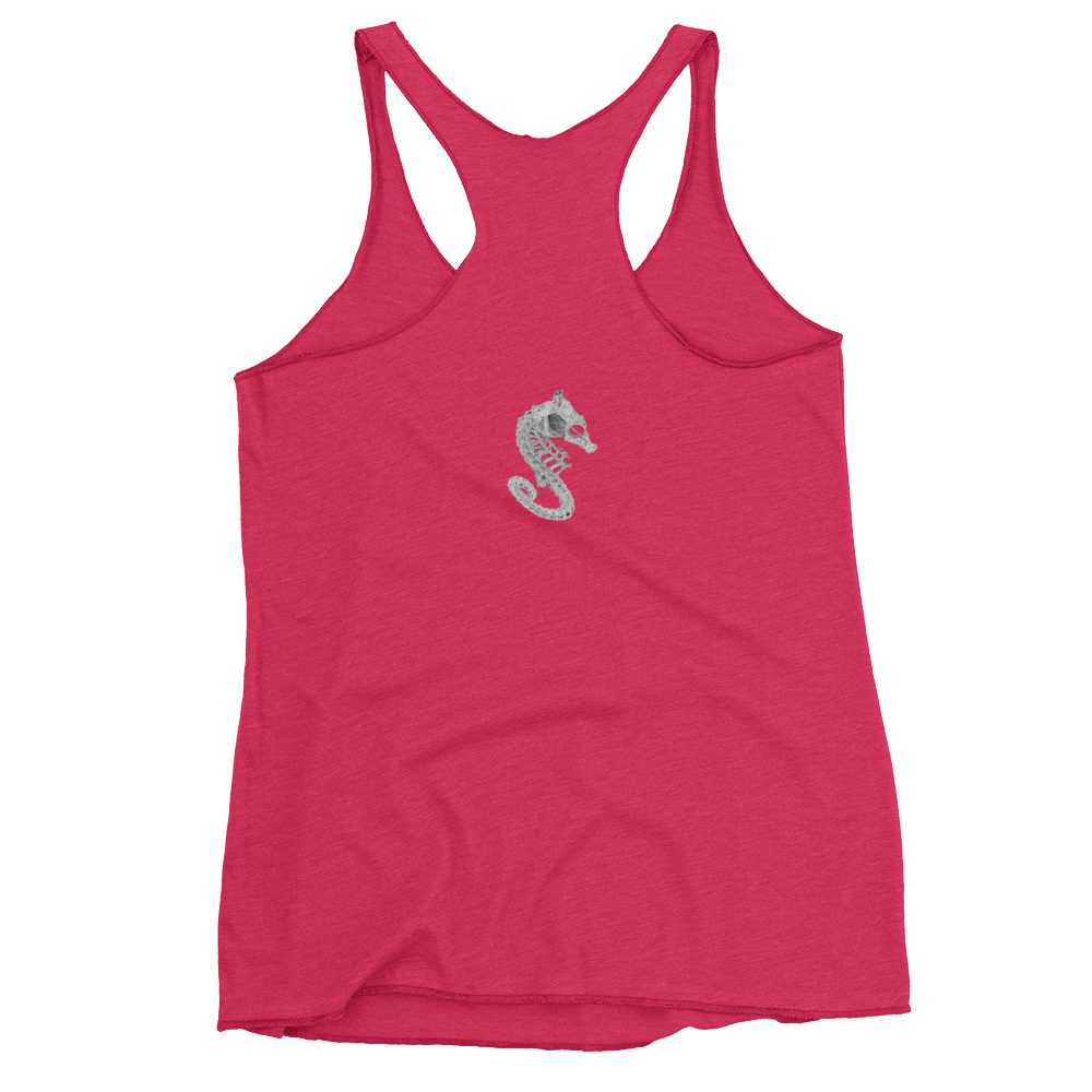 Back of pink seahorse skeleton tank top