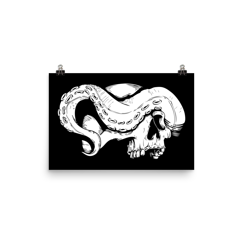 Skull and tentacle wall art poster
