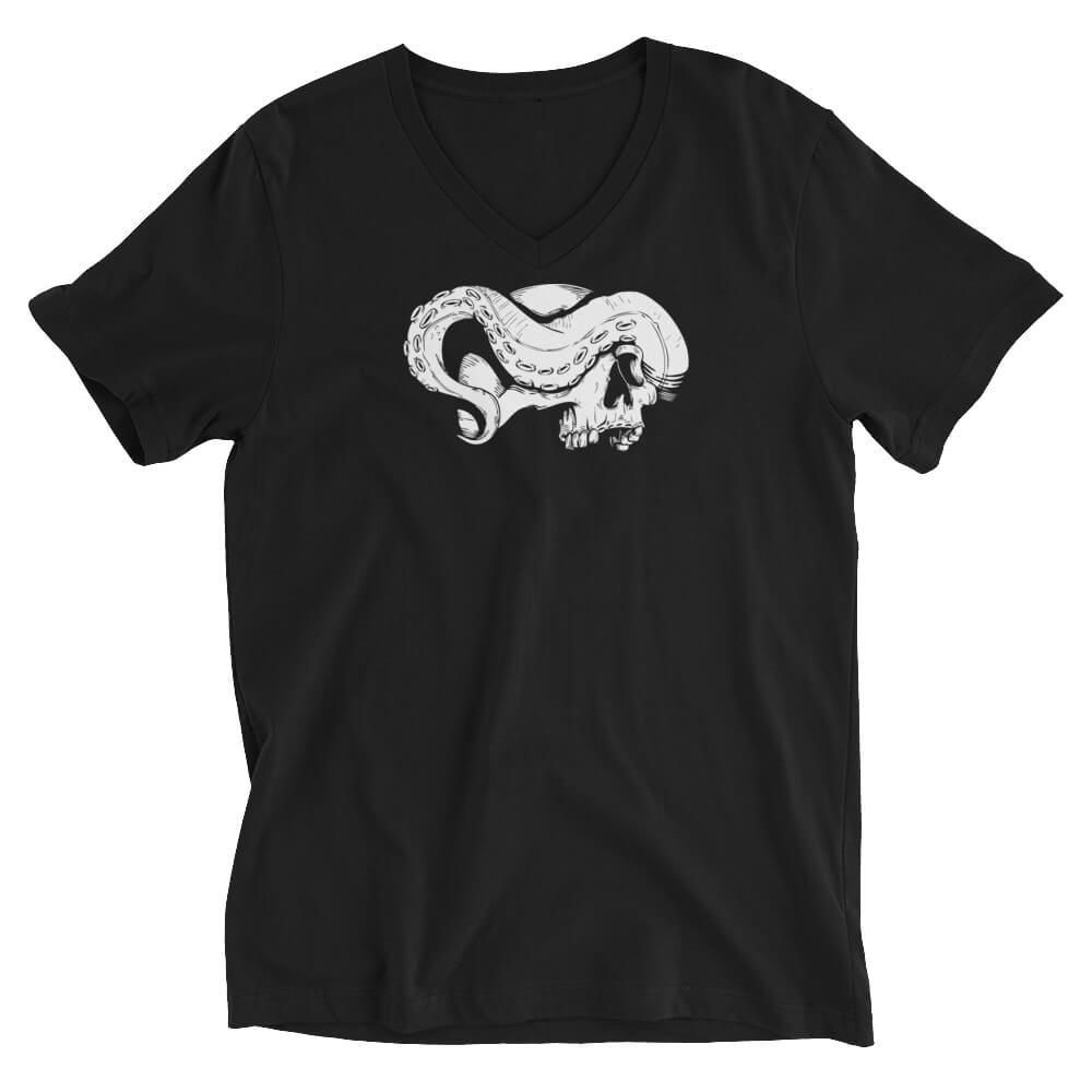 Skull and tentacle v-neck t-shirt