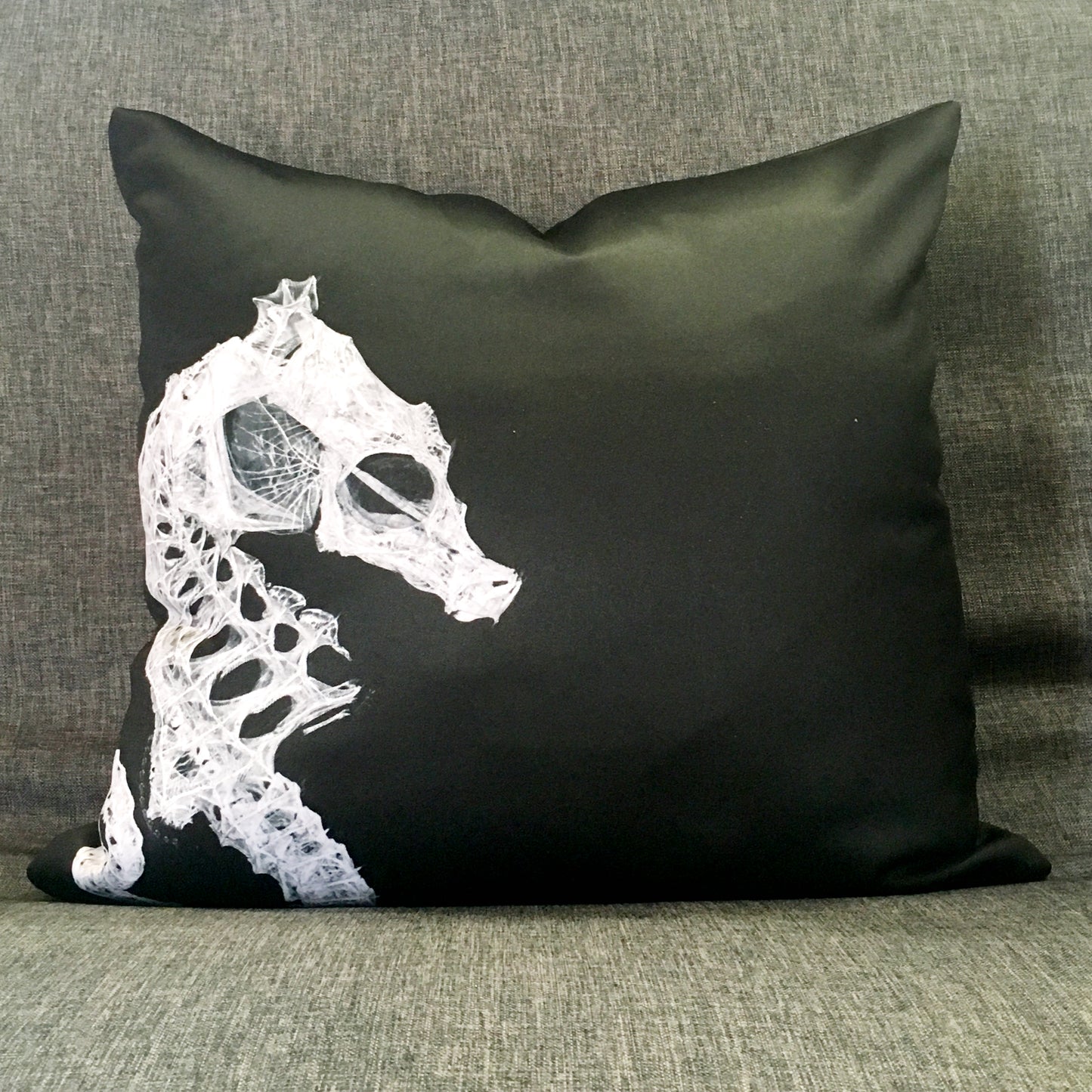 Seahorse skeleton throw pillow