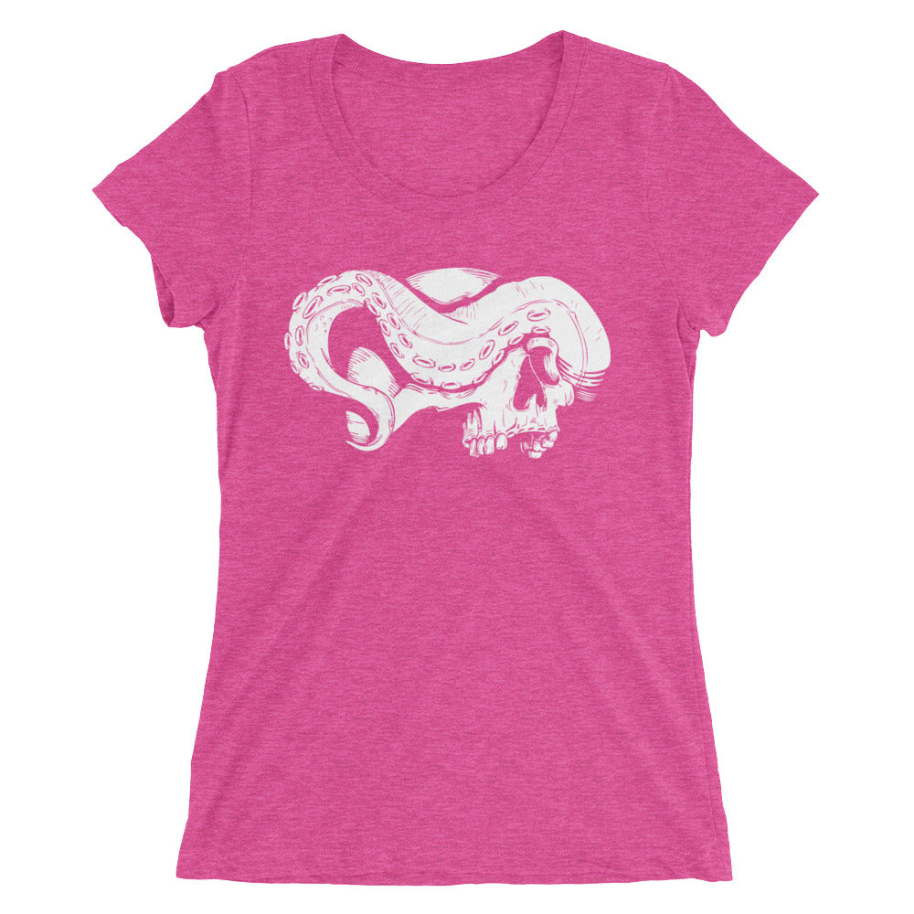 Pink skull and tentacle scoop neck shirt