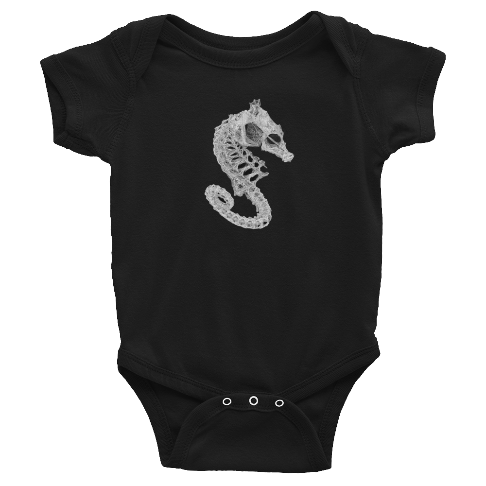 seahorse skeleton baby onesie