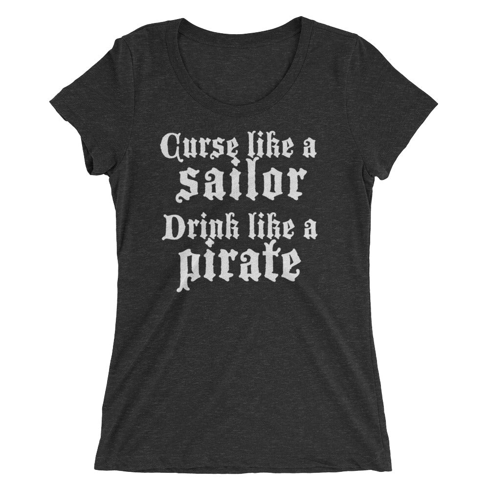 Flat lay curse like a sailor drink like a pirate tee scoop neck