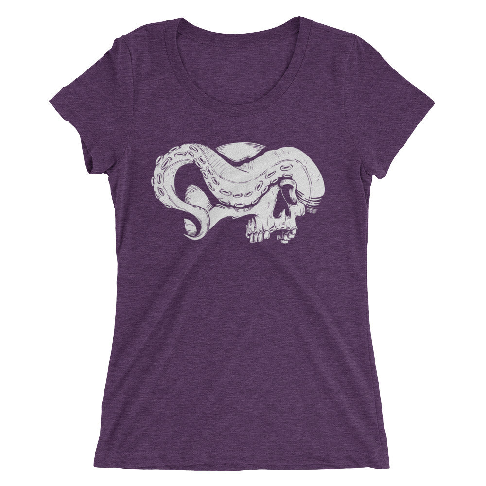 Purple skull and tentacle scoop neck shirt